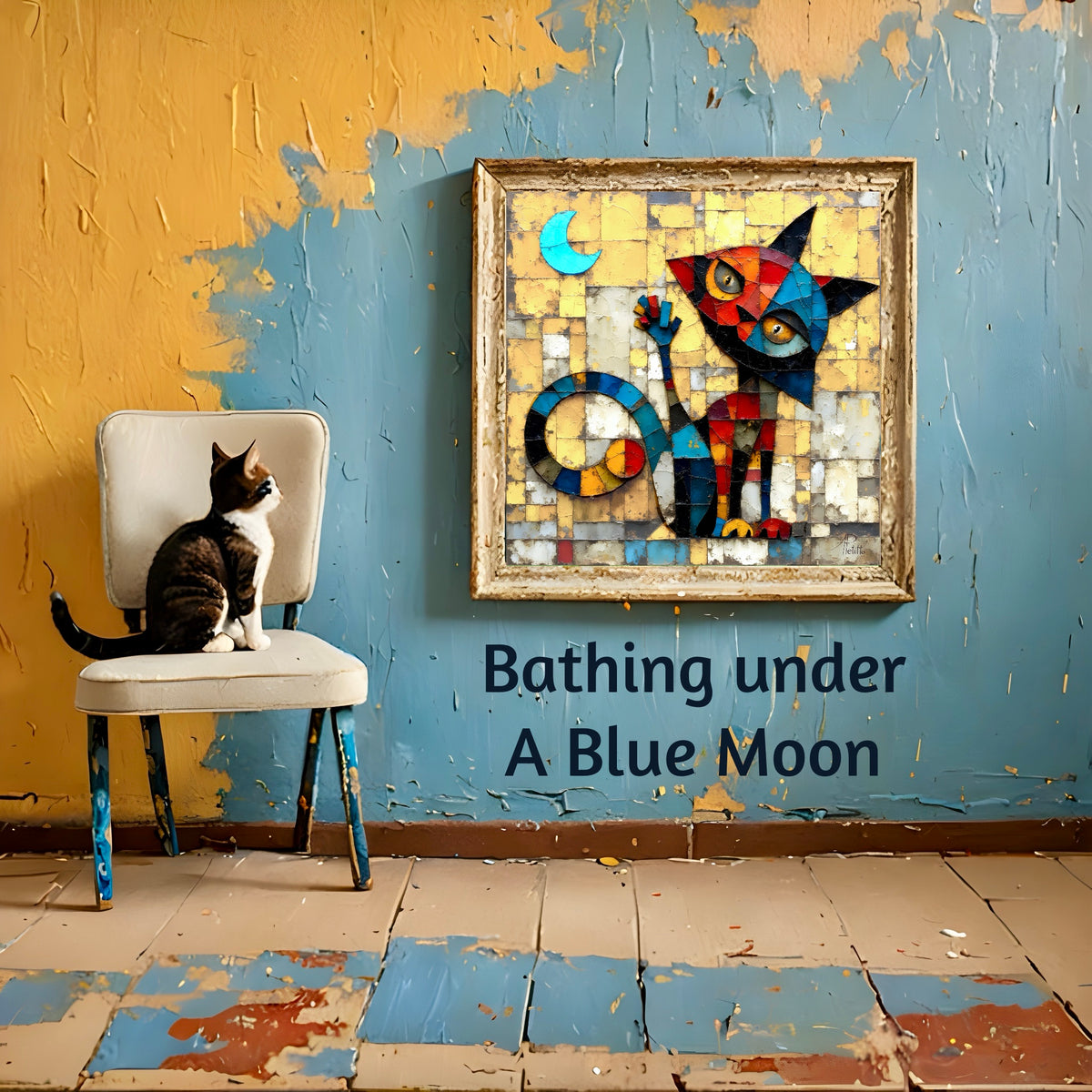 Bathing under a Full Moon : Wall Art, Brilliant High Quality Print on Rigid Aluminum Panel