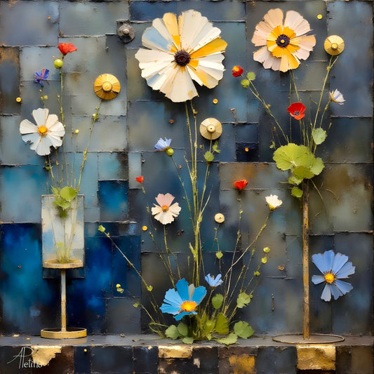 All in their Places: Floral Wall Art, Brilliant High Quality Print on Rigid Aluminum Panel