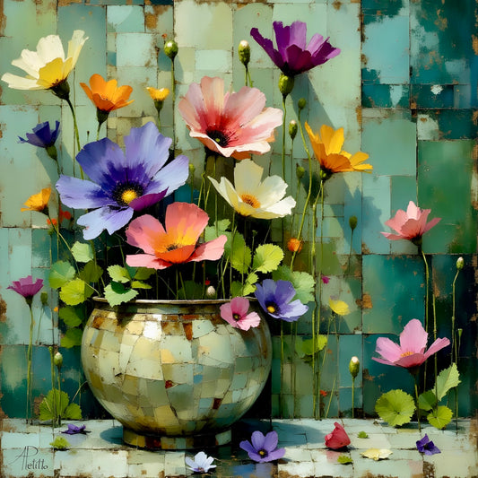 Colorful Crowd: Floral Wall Art, Limited Edition High Quality Print on Rigid Aluminum Panel