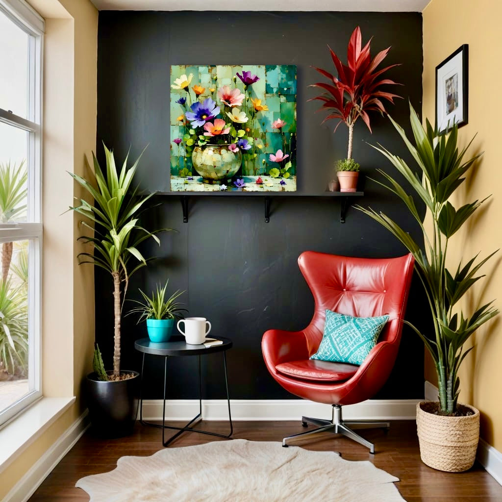 Colorful Crowd: Floral Wall Art, Limited Edition High Quality Print on Rigid Aluminum Panel