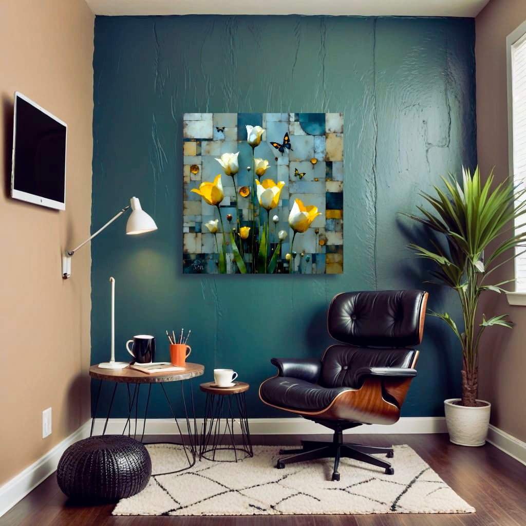 Yellow Butter Flies: Limited Edition Wall Art, Brilliant High Quality Print on Rigid Aluminum Panel