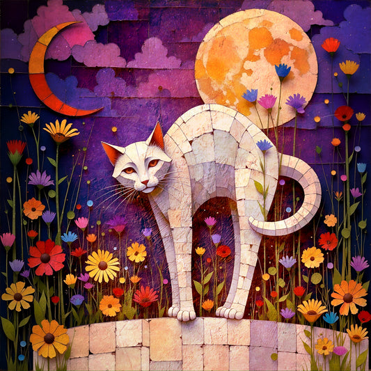 Hot Moon Cool Cat : Wall Art, Brilliant High Quality Print on Rigid Aluminum Panel