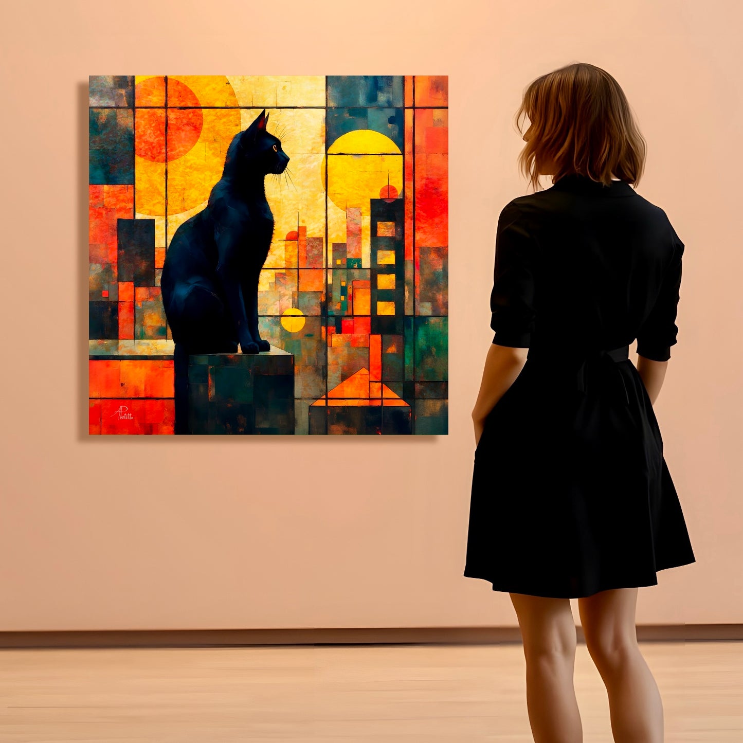 Cool Cat in the City : Wall Art, Brilliant High Quality Print on Rigid Aluminum Panel