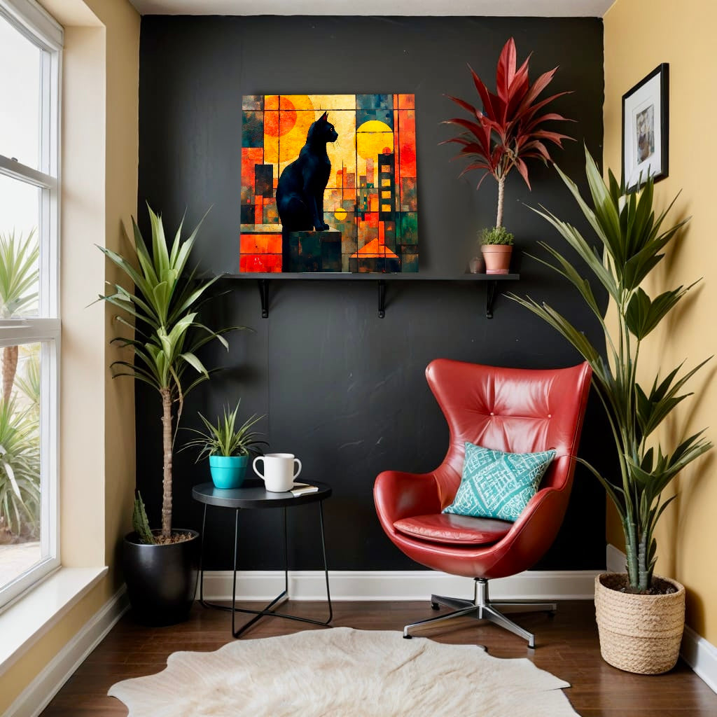 Cool Cat in the City : Wall Art, Brilliant High Quality Print on Rigid Aluminum Panel