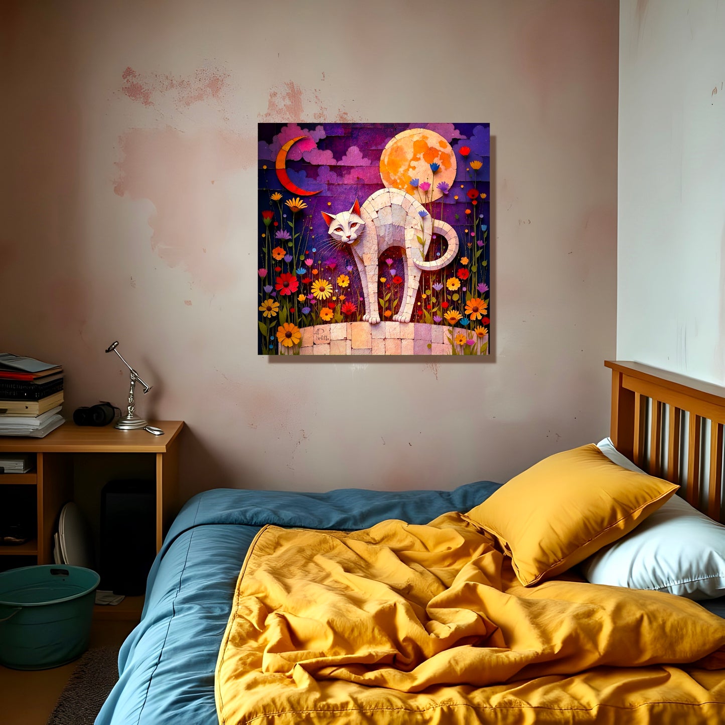 Hot Moon Cool Cat : Wall Art, Brilliant High Quality Print on Rigid Aluminum Panel