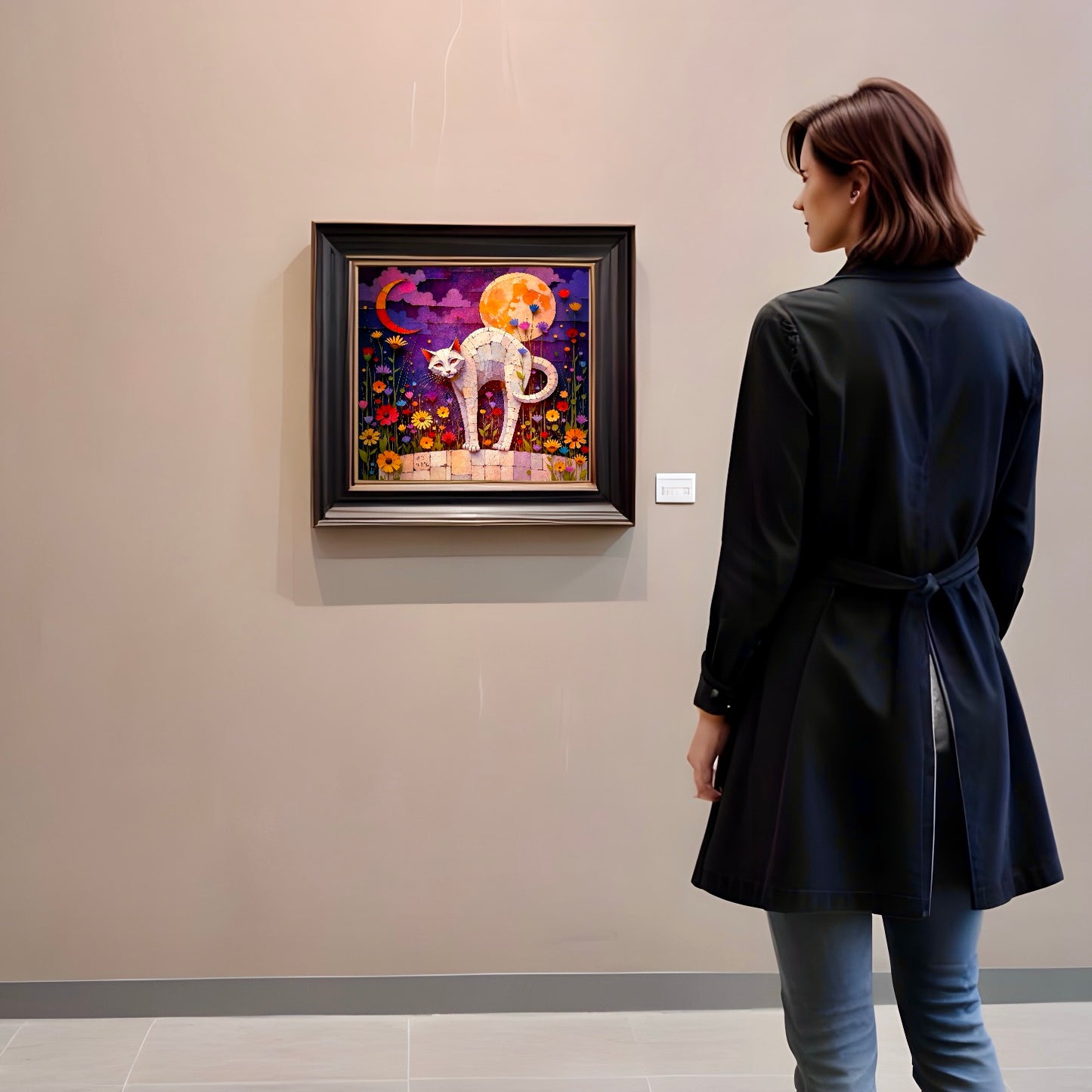 Hot Moon Cool Cat : Wall Art, Brilliant High Quality Print on Rigid Aluminum Panel