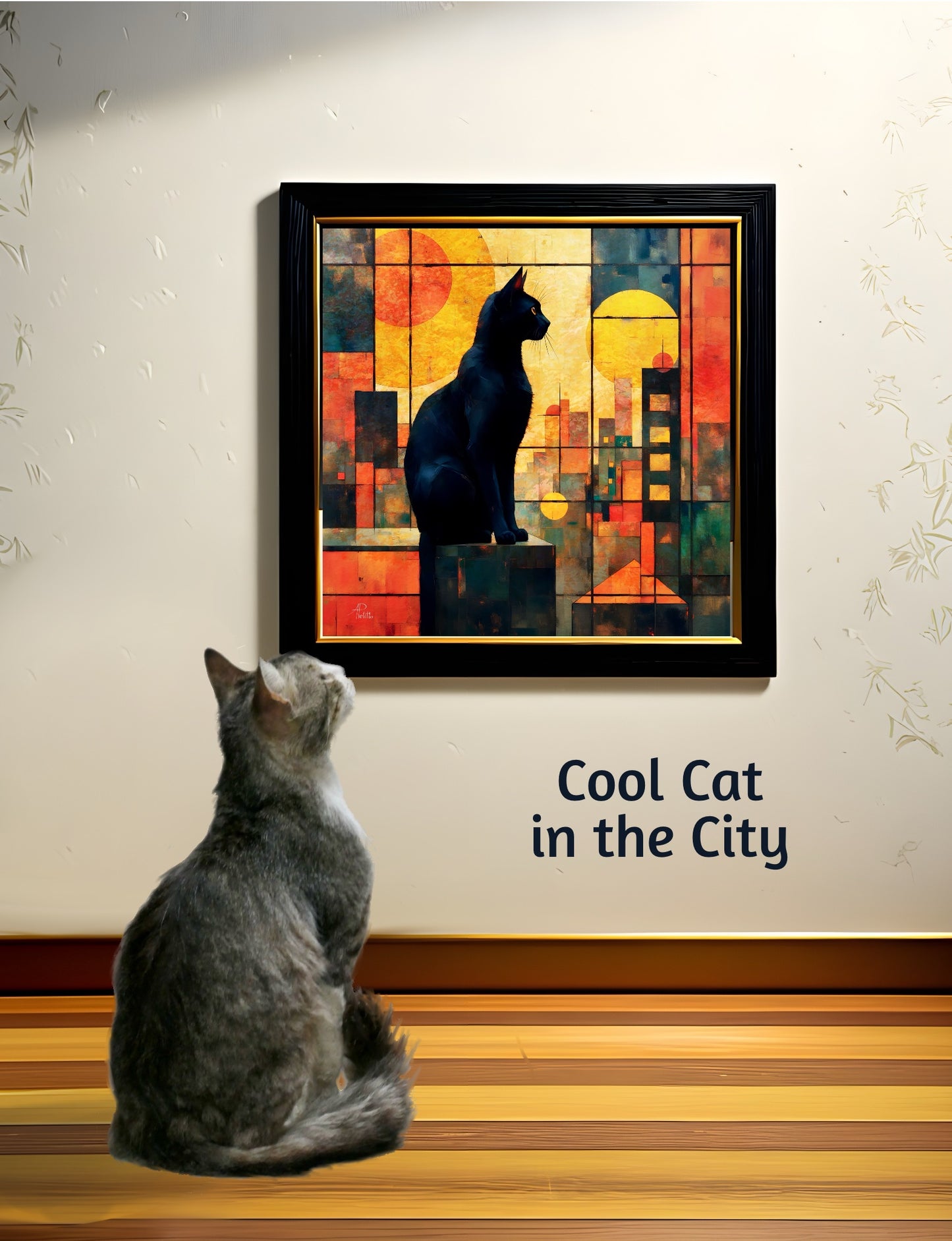 Cool Cat in the City : Wall Art, Brilliant High Quality Print on Rigid Aluminum Panel
