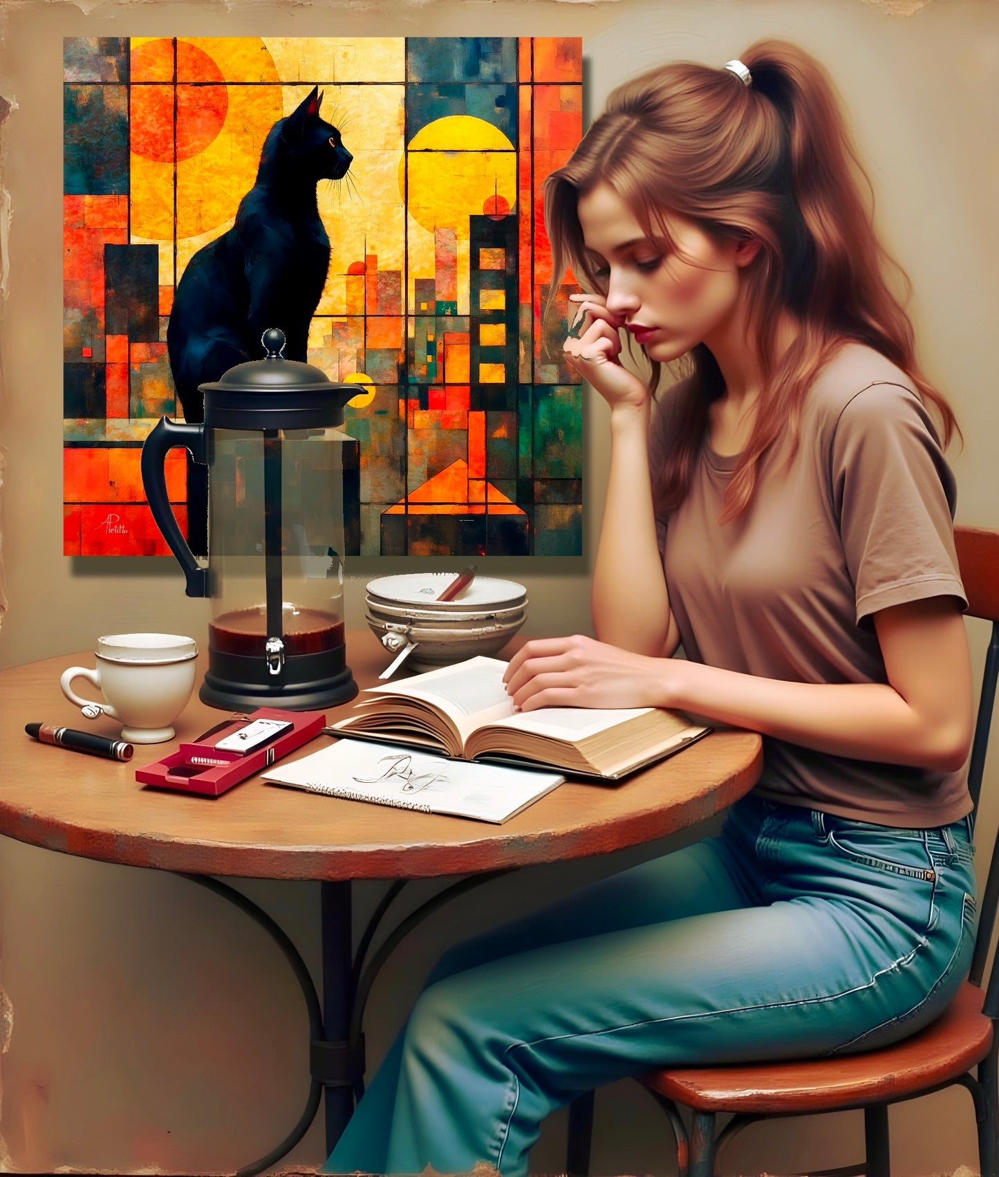 Cool Cat in the City : Wall Art, Brilliant High Quality Print on Rigid Aluminum Panel