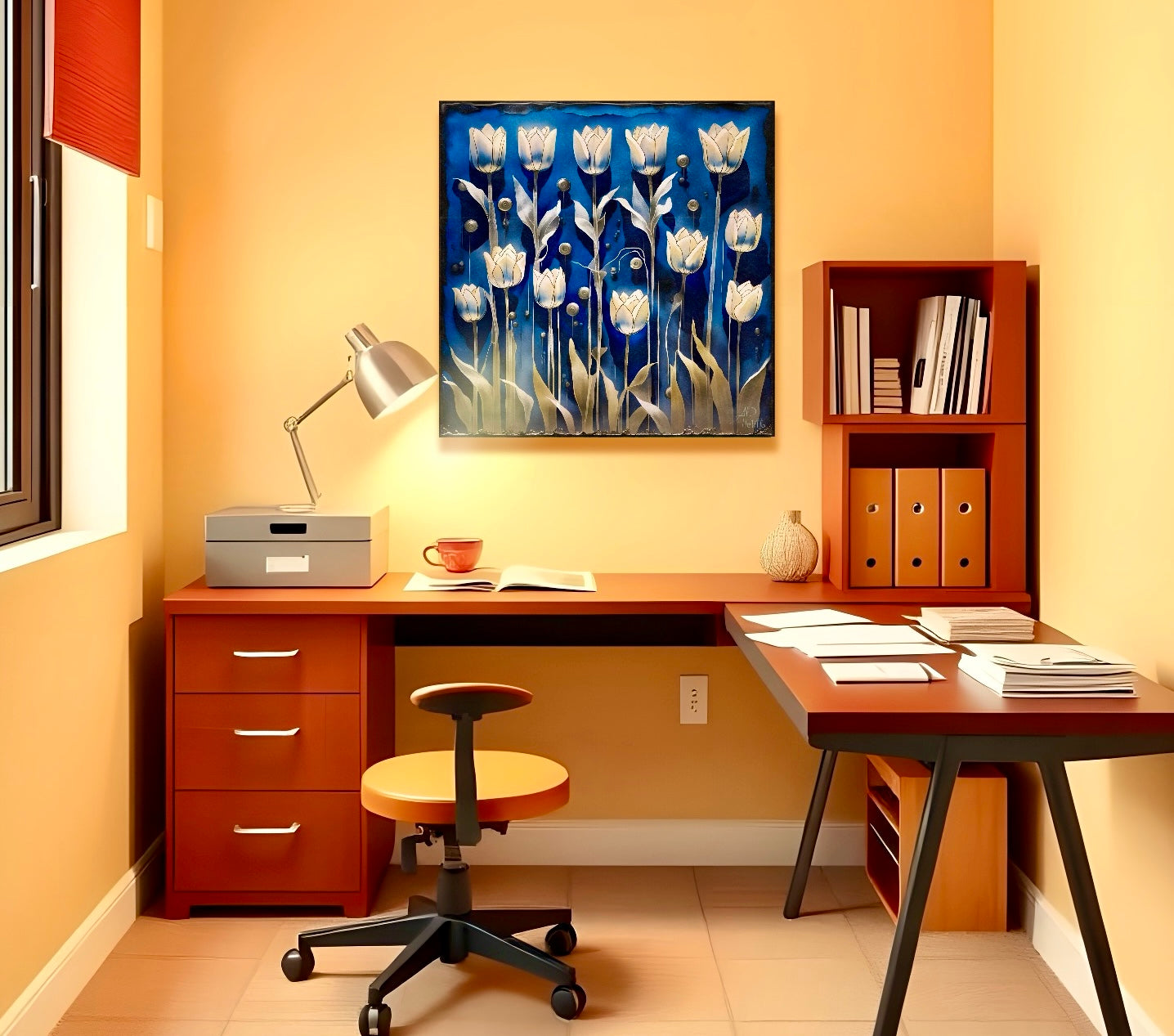Midnight Tulips: Limited Edition Wall Art  Print on Rigid Aluminum Panel