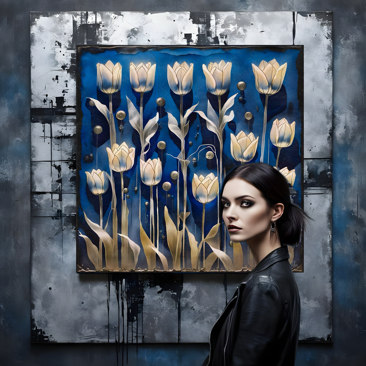 Midnight Tulips: Limited Edition Wall Art  Print on Rigid Aluminum Panel