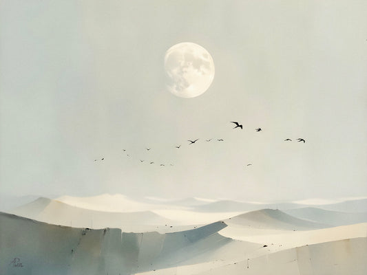 Moon and Dune: Limited Edition Wall Art, Brilliant High Quality Print on Rigid Aluminum Panel